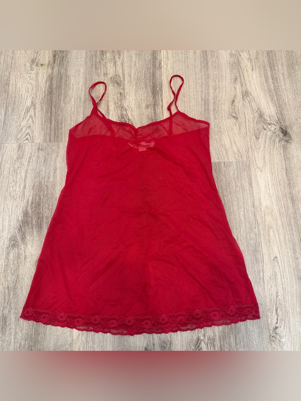 Victoria’s Secret‎ Red Sheer Mesh Lace Trim Slip Dress Small